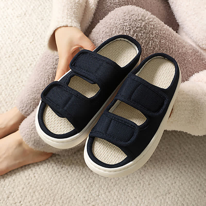 Plusock Plus Size Adjustable Velcro Non-slip Linen Slippers - image 13