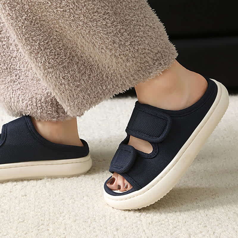 Plus Size Adjustable Velcro Non-slip Linen Slippers