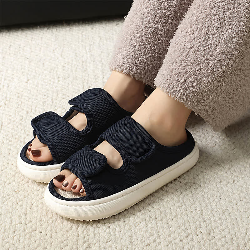 Plusock Plus Size Adjustable Velcro Non-slip Linen Slippers - image 9