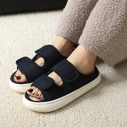 Plus Size Adjustable Velcro Non-slip Linen Slippers