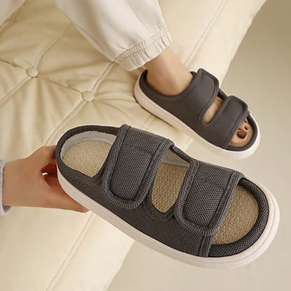 Plus Size Adjustable Velcro Non-slip Linen Slippers