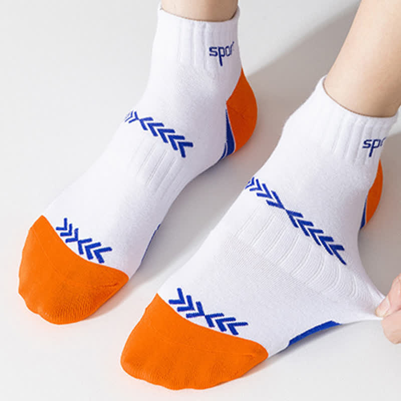Color Block Arrow Letter  Ankle Compression Socks(5 Pairs)