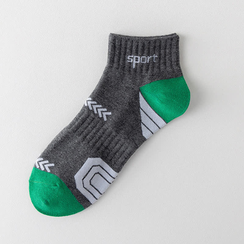 Color Block Arrow Letter  Ankle Compression Socks(5 Pairs)