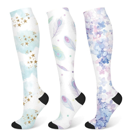 Dreamy Star Feather Compression Socks(3 Pairs)