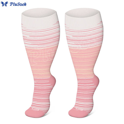 Plus Size Gradient Striped Compression Socks(3 Pairs)