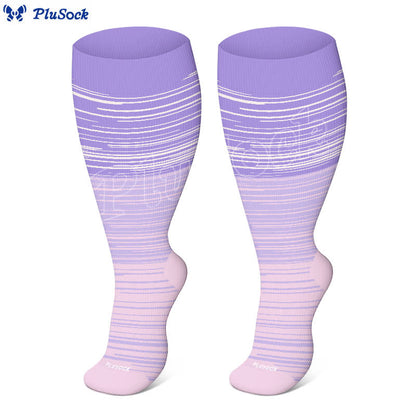Plus Size Gradient Striped Compression Socks(3 Pairs)