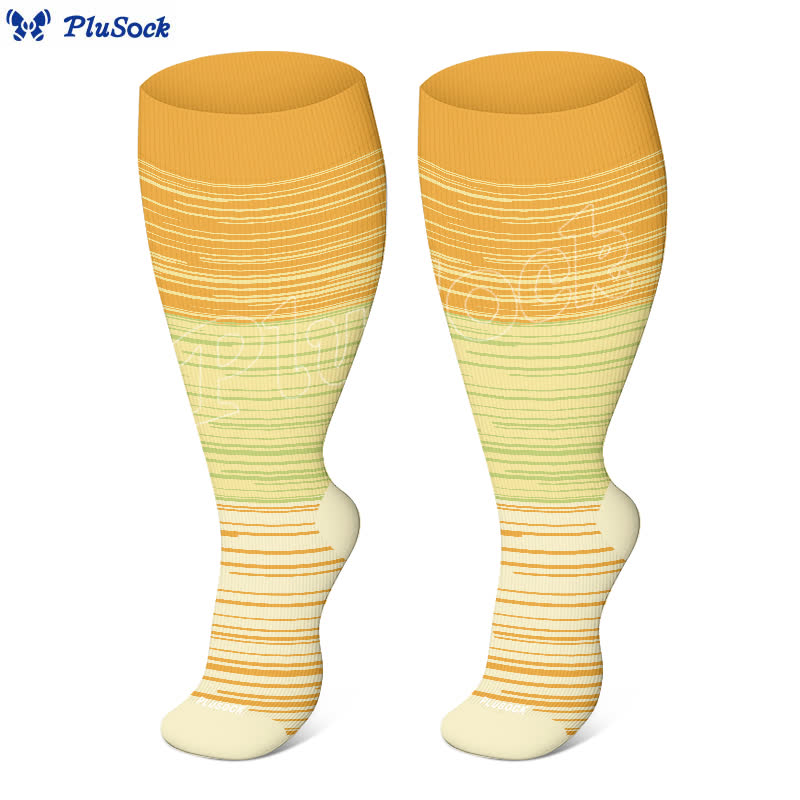 Plusock Plus Size Gradient Striped Compression Socks(3 Pairs) - image 0