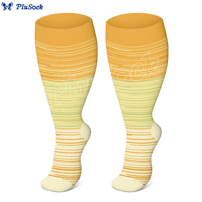 Plusock Plus Size Gradient Striped Compression Socks(3 Pairs) - image 0