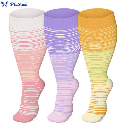 Plus Size Gradient Striped Compression Socks