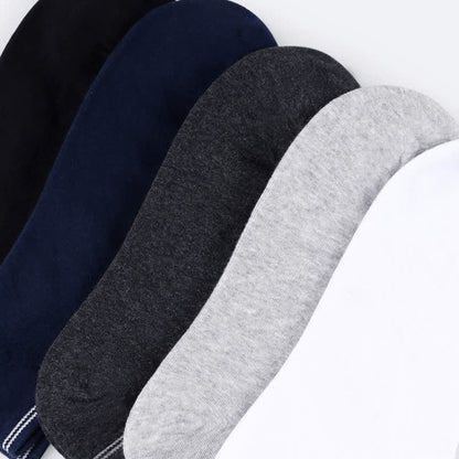 Plus Size Striped Cuff Cotton No-show Socks(5 Pairs)