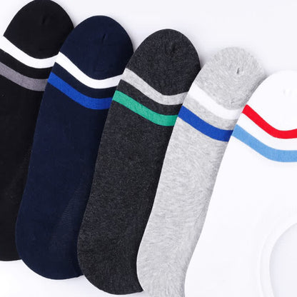 Plus Size Striped Cuff No-show Socks(5 Pairs)