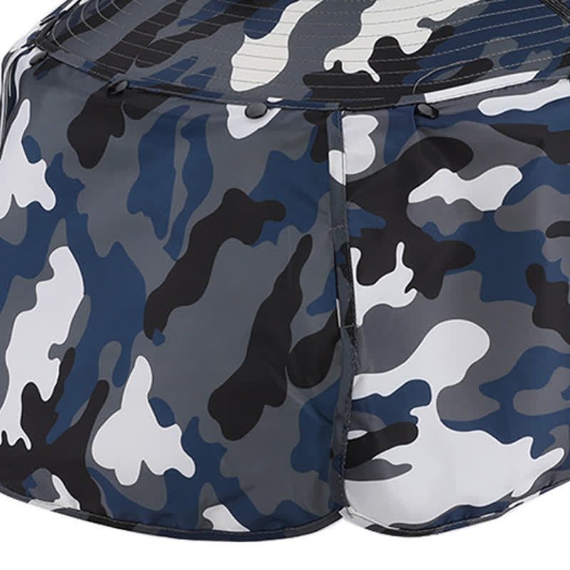Camouflage Bucket Hat with Neck Flap and Rechargeable Fan(2 Packs)