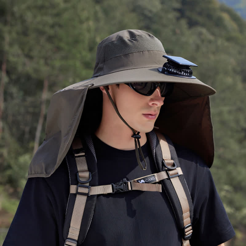 Plusock Outdoor Rechargeable Fan Bucket Hat with Neck Flap - image 8