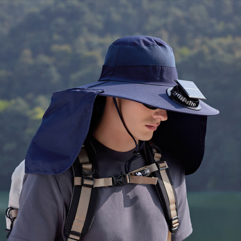 Plusock Outdoor Rechargeable Fan Bucket Hat with Neck Flap - image 3
