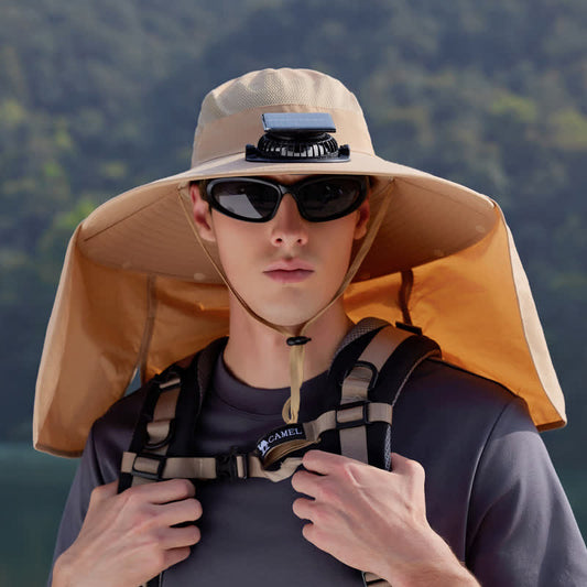 Outdoor Rechargeable Fan Bucket Hat with Neck Flap(2 Packs)