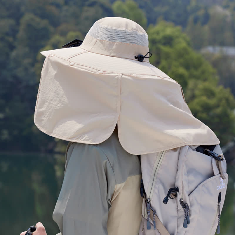 Plusock Outdoor Rechargeable Fan Bucket Hat with Neck Flap - image 5