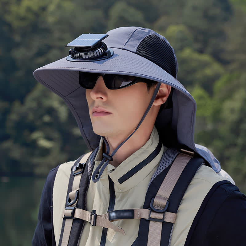 Plusock Outdoor Rechargeable Fan Breathable Bucket Hat - Dark Grey - One Size - image 1