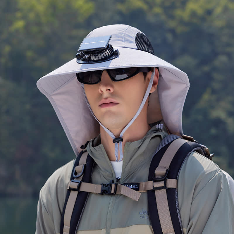 Plusock Outdoor Rechargeable Fan Breathable Bucket Hat - Light Gray - One Size - image 7