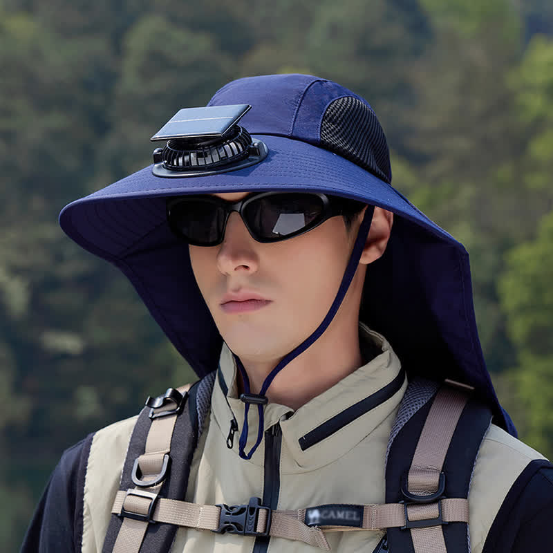 Plusock Outdoor Rechargeable Fan Breathable Bucket Hat - Navy Blue - One Size - image 3