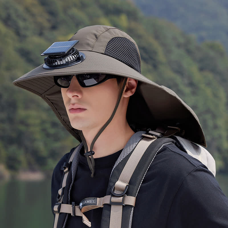 Plusock Outdoor Rechargeable Fan Breathable Bucket Hat - Army Green - One Size - image 6