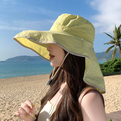 Wide Brim Sun Hat with Neck Flap(2 Packs)