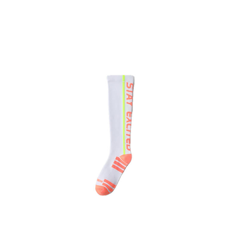 Plusock Bright Letter Print Compression Knee High Socks(4 Pairs)