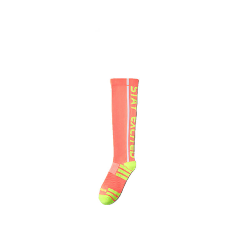 Plusock Bright Letter Print Compression Knee High Socks(4 Pairs)