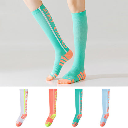 Plusock Bright Letter Print Compression Knee High Socks(4 Pairs)