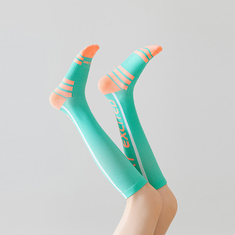 Plusock Bright Letter Print Compression Knee High Socks(4 Pairs)