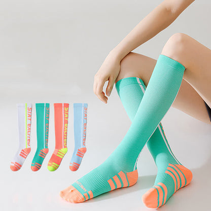 Plusock Bright Letter Print Compression Knee High Socks(4 Pairs)