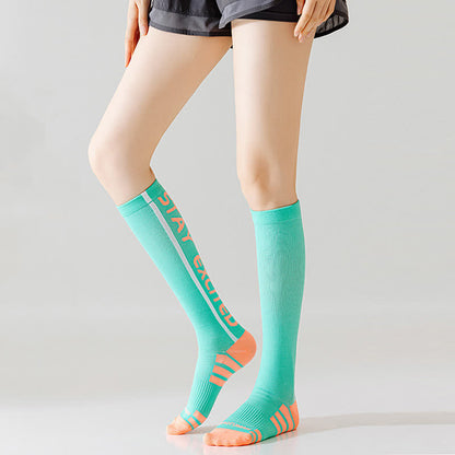 Plusock Bright Letter Print Compression Knee High Socks(4 Pairs)