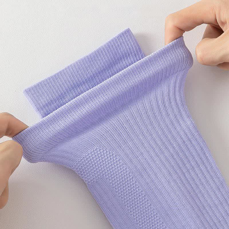 Solid Color Mesh Breathable Compression Knee High Socks(6 Pairs)