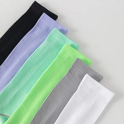 Solid Color Mesh Breathable Compression Knee High Socks(6 Pairs)