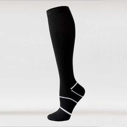 Plusock Solid Color Mesh Breathable Compression Knee High Socks(6 Pairs) - Black - EU36-40(US3-7) - image 11