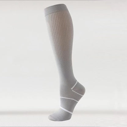 Solid Color Mesh Breathable Compression Knee High Socks(6 Pairs)