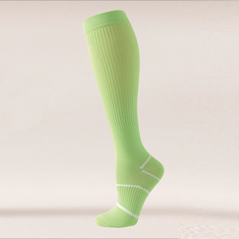 Plusock Solid Color Mesh Breathable Compression Knee High Socks(6 Pairs) - Green - EU36-40(US3-7) - image 9