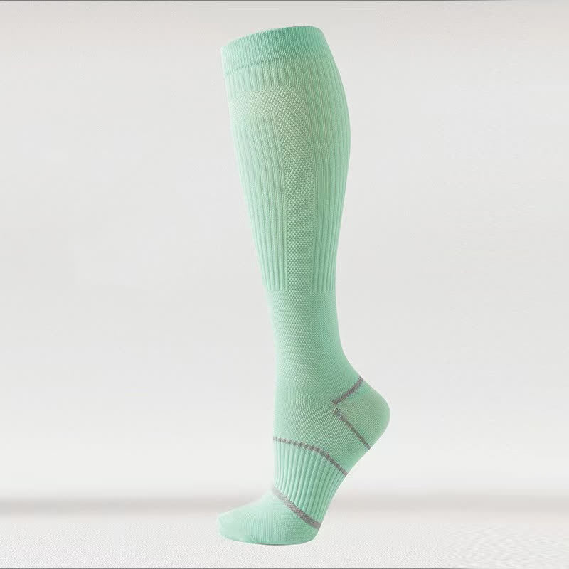 Plusock Solid Color Mesh Breathable Compression Knee High Socks(6 Pairs) - Mint - EU36-40(US3-7) - image 8