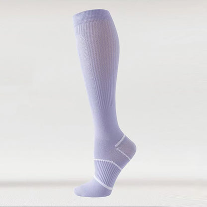 Solid Color Mesh Breathable Compression Knee High Socks(6 Pairs)