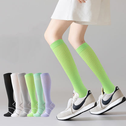 Solid Color Mesh Breathable Compression Knee High Socks(6 Pairs)