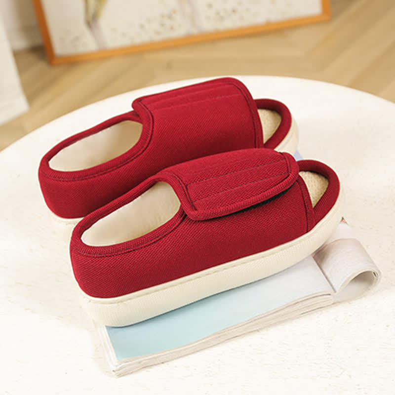Plusock Plus Size Adjustable High Instep Non-slip Slippers - Red - EU43-44(US8.5-9) - image 0