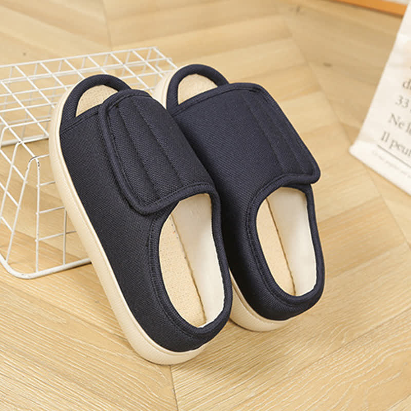 Plusock Plus Size Adjustable High Instep Non-slip Slippers - Blue - EU47-48(US12-12.5) - image 1