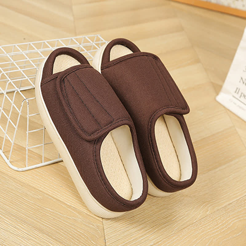 Plusock Plus Size Adjustable High Instep Non-slip Slippers - Coffee - EU47-48(US12-12.5) - image 2