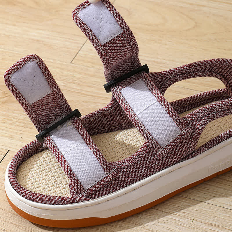 Breathable Non-Slip Linen Velcro Sandals