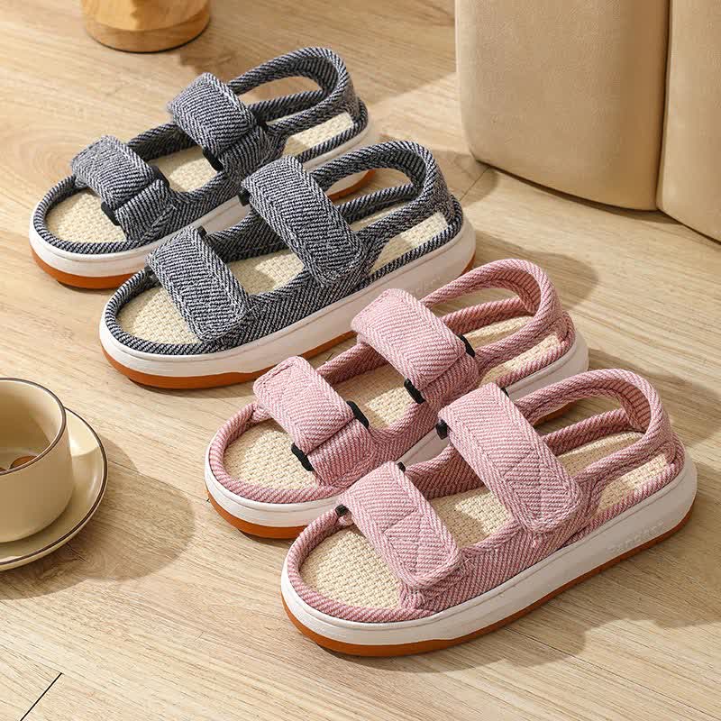 Breathable Non-Slip Linen Velcro Sandals