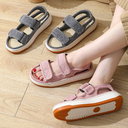 Plusock Breathable Non-Slip Linen Velcro Sandals - image 1