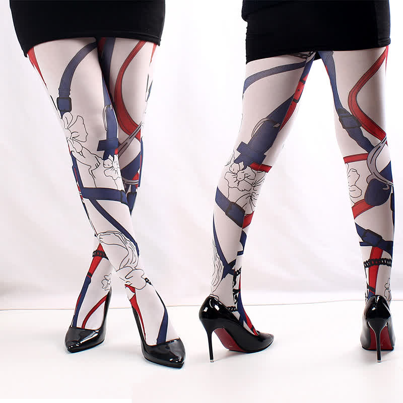 Floral Butterfly Print Pantyhose
