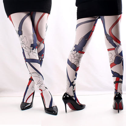 Floral Butterfly Print Pantyhose