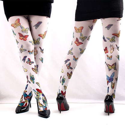 Floral Butterfly Print Pantyhose