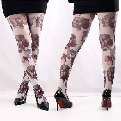 Floral Butterfly Print Pantyhose