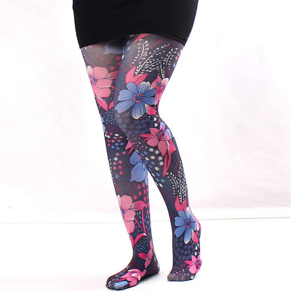 Plusock Vintage Love Diamond Print Pantyhose